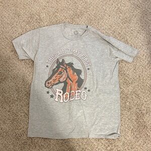 Gray Graphic T-Shirt with Horse Design
